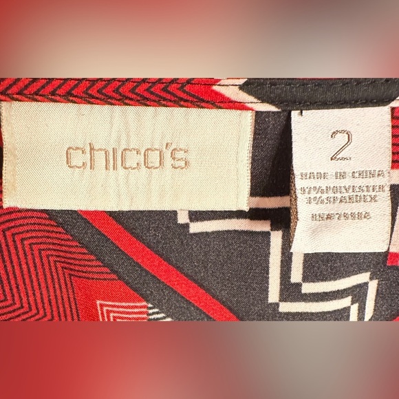 Chico's Red and Black Geometric Tank Top - Picture 4 of 4